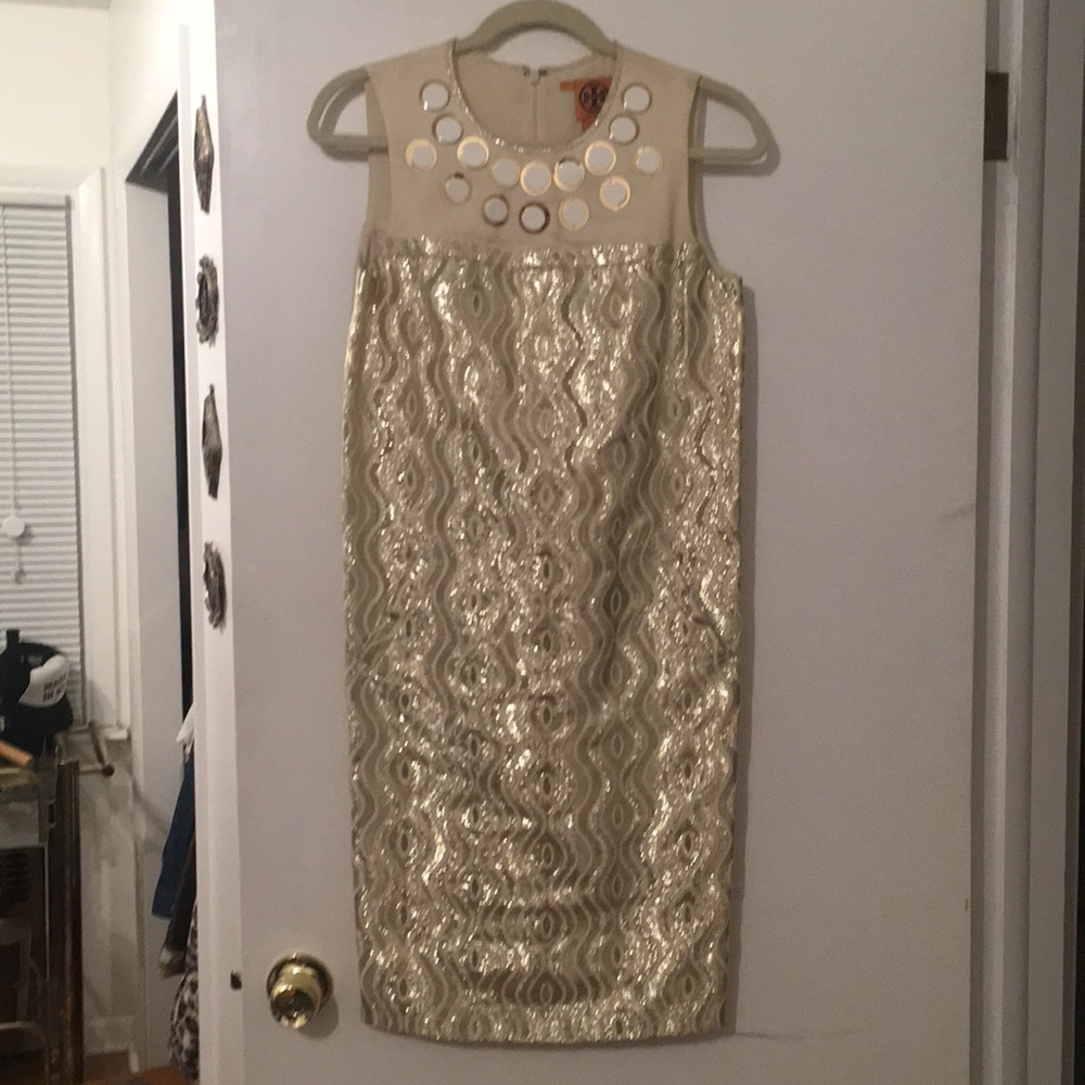 Tory Burch Jacquard Gold Dress